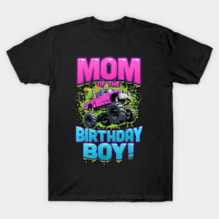 Womens Monster Truck Mom Of The Birthday Boy T-Shirt